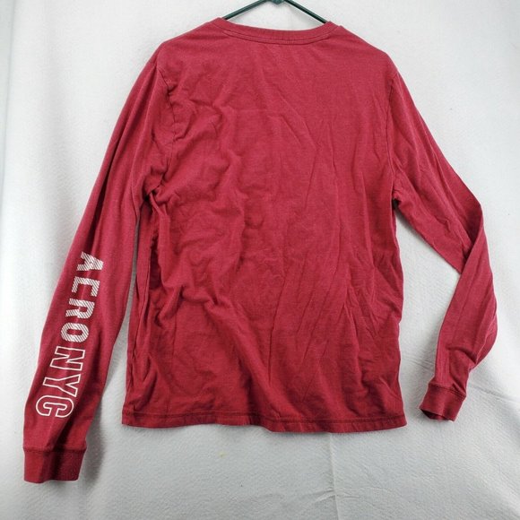 Aeropostale Shirt Men's Long Sleeve Crew Neck Pullover Tee Red Large - Picture 9 of 12